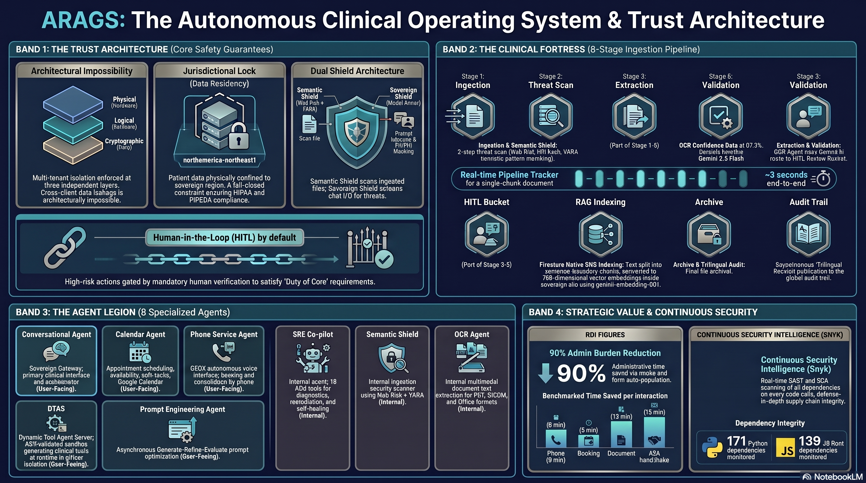 ARAGS Clinical Intelligence Platform Architecture — sovereign data pipeline and agent layer